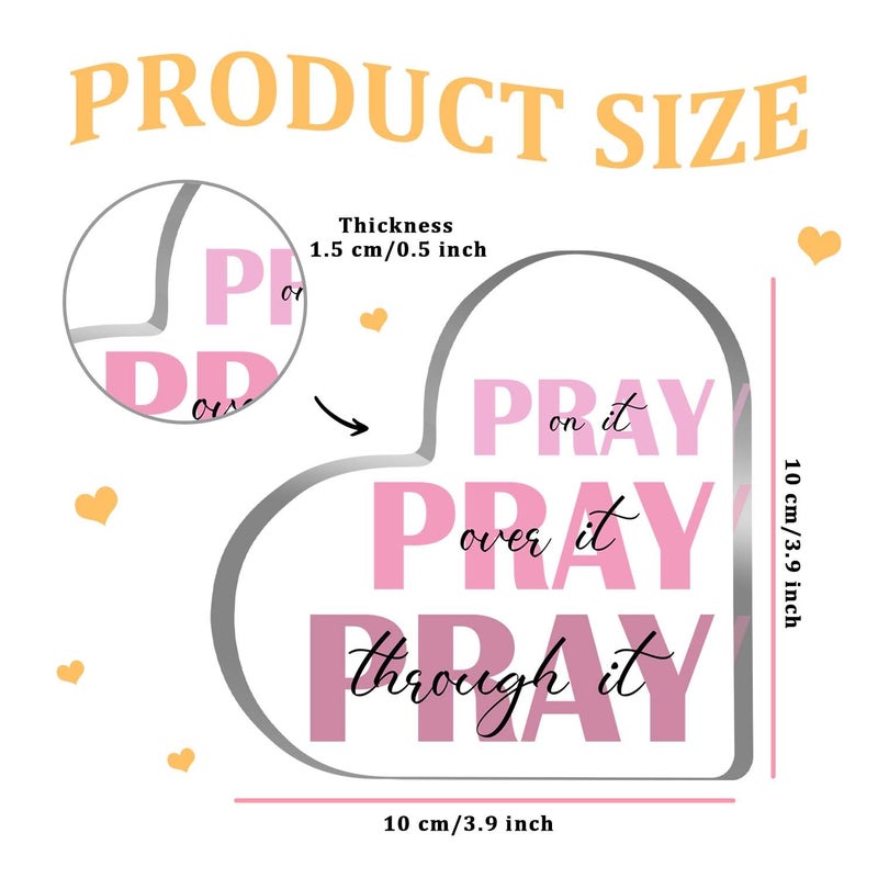 LNOKRIM Christian Gifts for Women Faith, Prayer Gifts for Women, Inspirational Bible Verse Heart Acrylic Sign, Pink Prayer Christian Decor Sign, Christian Gifts For Home Office Religious Prayer Room Bathroom - Image 2