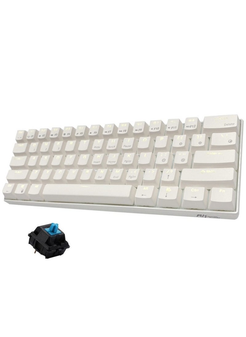 Generic RK61 61-Key White Backlight Bluetooth/2.4G Wireless/USB Wired Three Modes Tablet Computer Mobile Office Gaming Keyboard  - Image 1