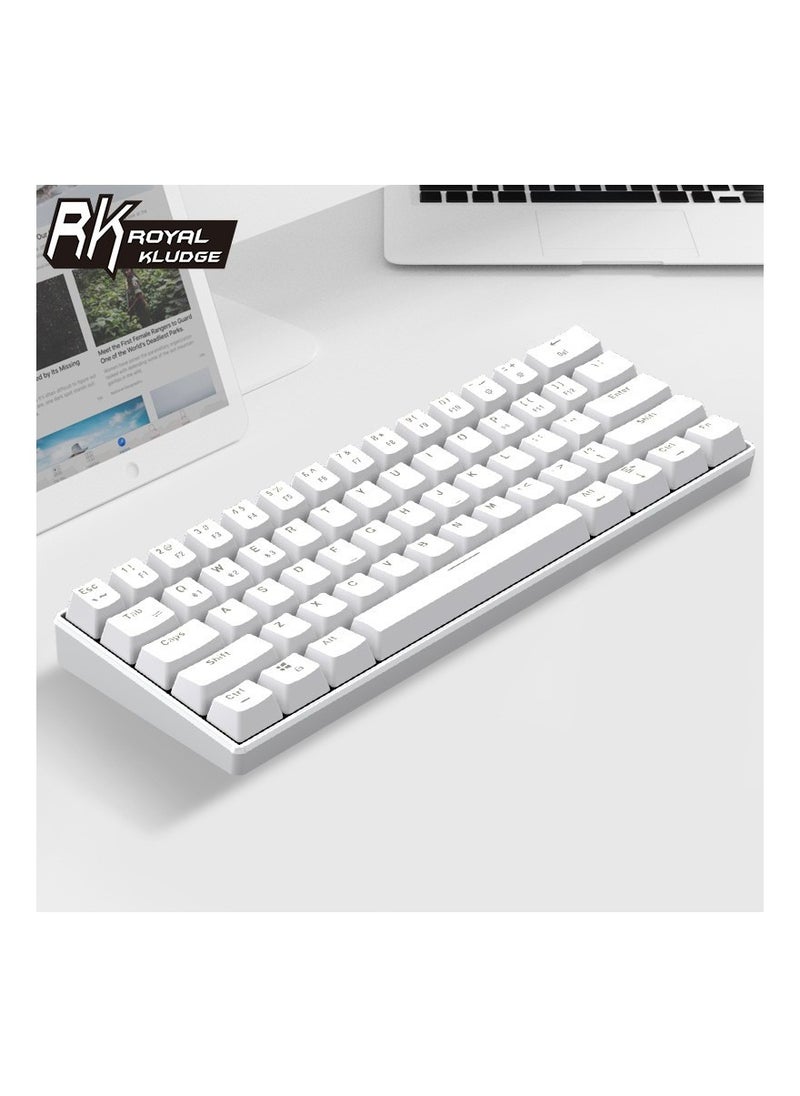 Generic RK61 61-Key White Backlight Bluetooth/2.4G Wireless/USB Wired Three Modes Tablet Computer Mobile Office Gaming Keyboard  - Image 3
