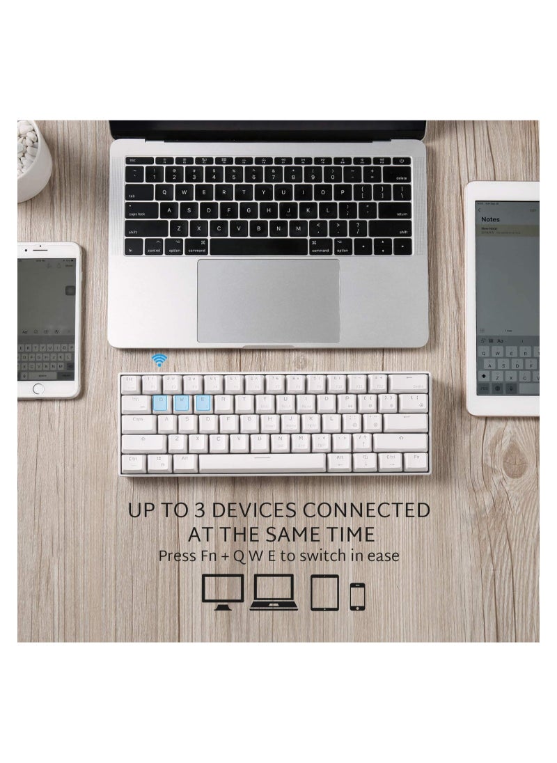 Generic RK61 61-Key White Backlight Bluetooth/2.4G Wireless/USB Wired Three Modes Tablet Computer Mobile Office Gaming Keyboard  - Image 4
