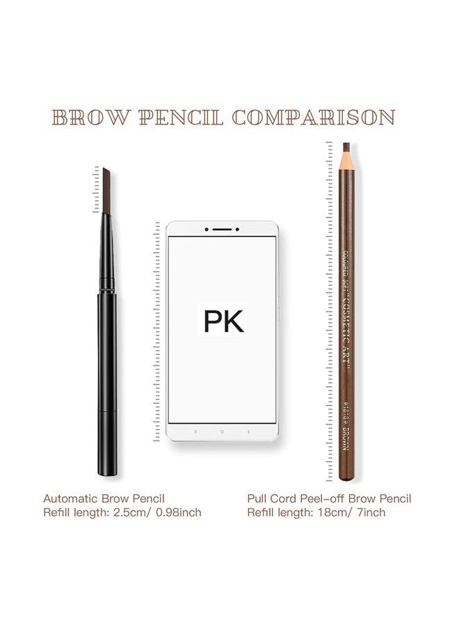 LSxia Waterproof Eye-Brow Pen-cil Set, Pull Cord Peel-off Eyebrow Pencil Microblading Eyebrow Pen Supplies Kit, White Eye-Liner Pencil and Eyebrow Tool Tattoo Makeup (6+1 Brown+Dark Brown+Light Brown)  - Image 2