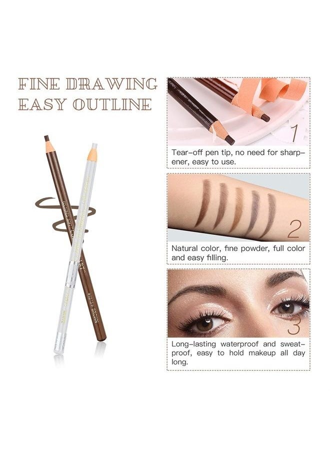 LSxia Waterproof Eye-Brow Pen-cil Set, Pull Cord Peel-off Eyebrow Pencil Microblading Eyebrow Pen Supplies Kit, White Eye-Liner Pencil and Eyebrow Tool Tattoo Makeup (6+1 Brown+Dark Brown+Light Brown)  - Image 5