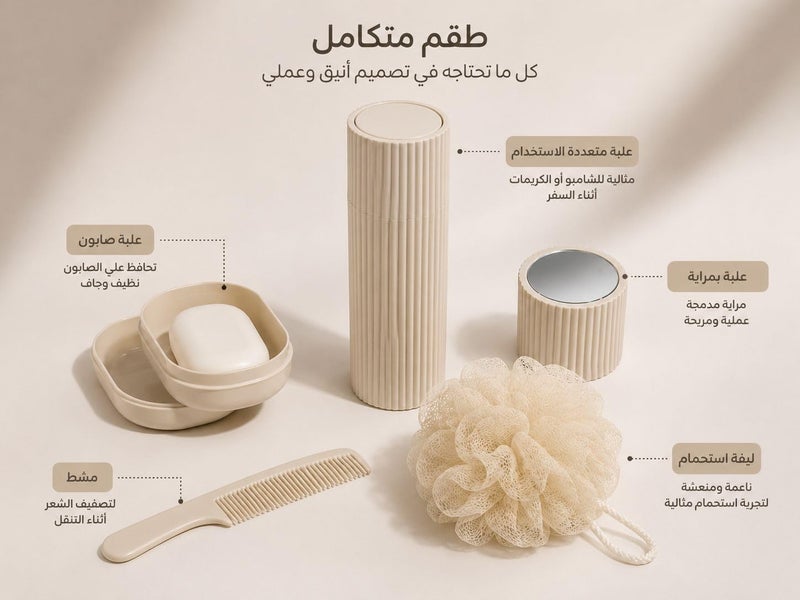 مجموعة أدوات السفر | حقيبة أدوات حمام محمولة، مقاومة للماء وخفيفة الوزن - Image 4