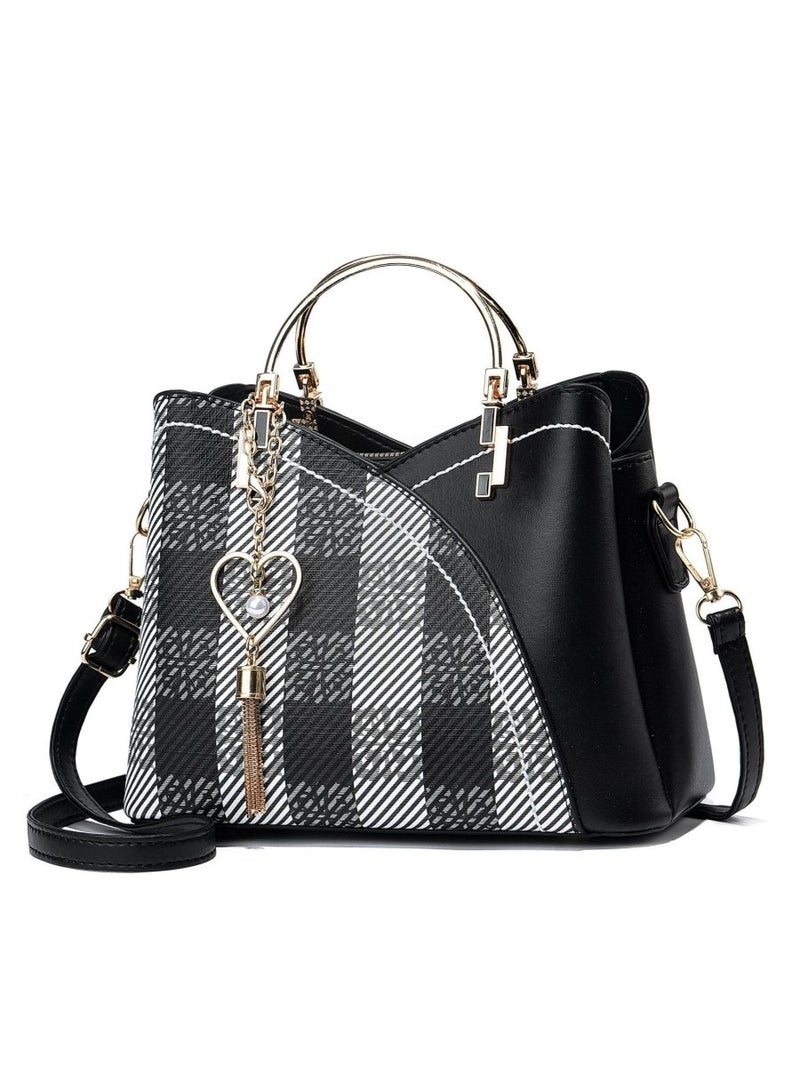 Women's Shoulder Bag Adjustable And Detachable Leather Exquisite Handbag Multi Layer Tote Bag With Zipper Opening And Closing Design - Image 1