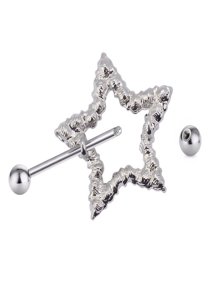 CrazyPiercing 1Pair Rhinestone Paved Star Piercing Rings Barbells 14Gauge (AB Colorful) - Image 3