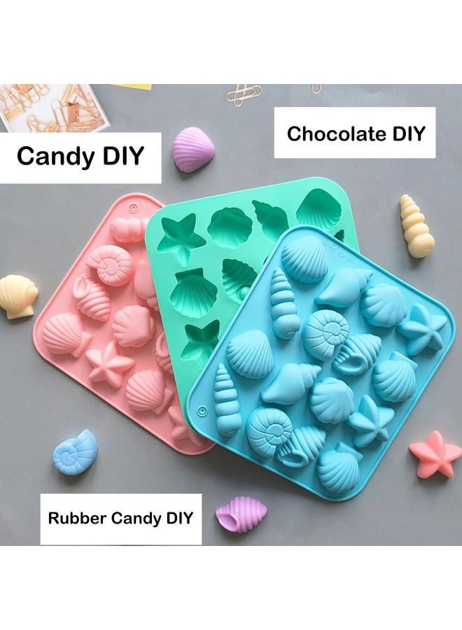 Nexolia 3 Pcs Chocolate Seashell Mold, Ocean Themed Seashell Silica Gel Mold Suitable for Craft Baking, Chocolate Candy Resin and Soap Making, DIY Home Decoration and Gift Making Projects（Three Colors） - Image 3