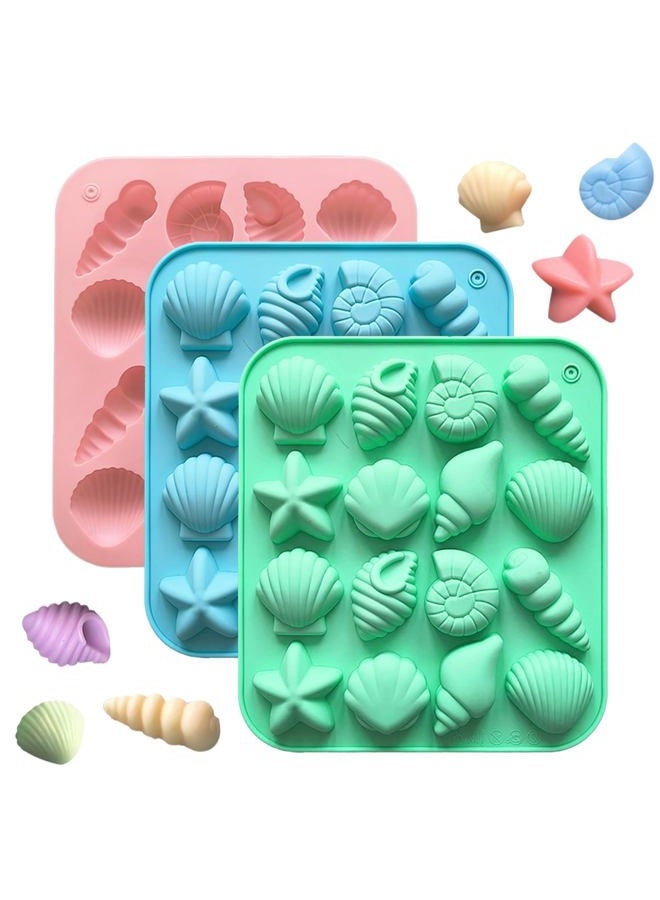 Nexolia 3 Pcs Chocolate Seashell Mold, Ocean Themed Seashell Silica Gel Mold Suitable for Craft Baking, Chocolate Candy Resin and Soap Making, DIY Home Decoration and Gift Making Projects（Three Colors） - Image 1