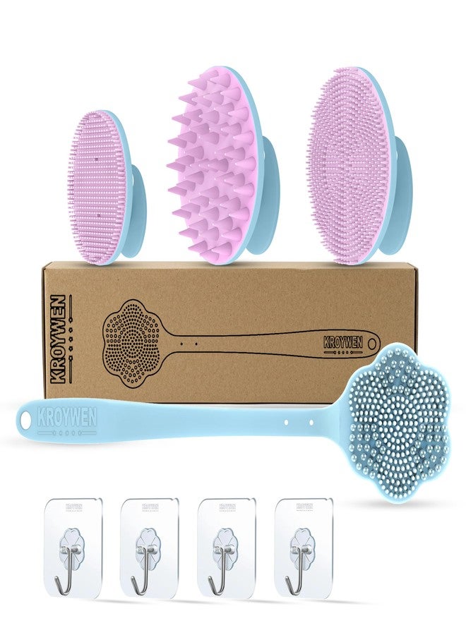 KROYWEN Back scrubber for bathing, Silicone Body Scrubber for Bathing, Bath Brush for Bathing with Exfoliating Body & Back Combo Kit, Gentle Exfoliation & Deep Cleaning, Bath Scrubber for Body Man & Women - Image 1