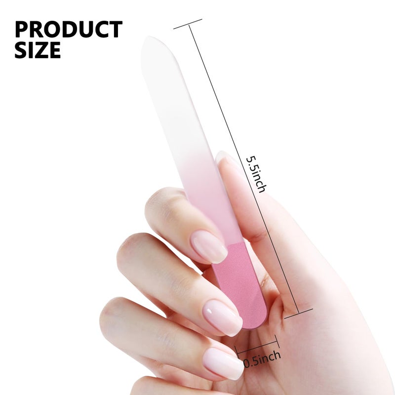 OHOO Glass Nail Files Double Side Polish Crystal Fingernail File with Case Manicure Salon Nail Care for Women Girls Pink Green Blue, 240 Grit, 3 Pack - Image 4