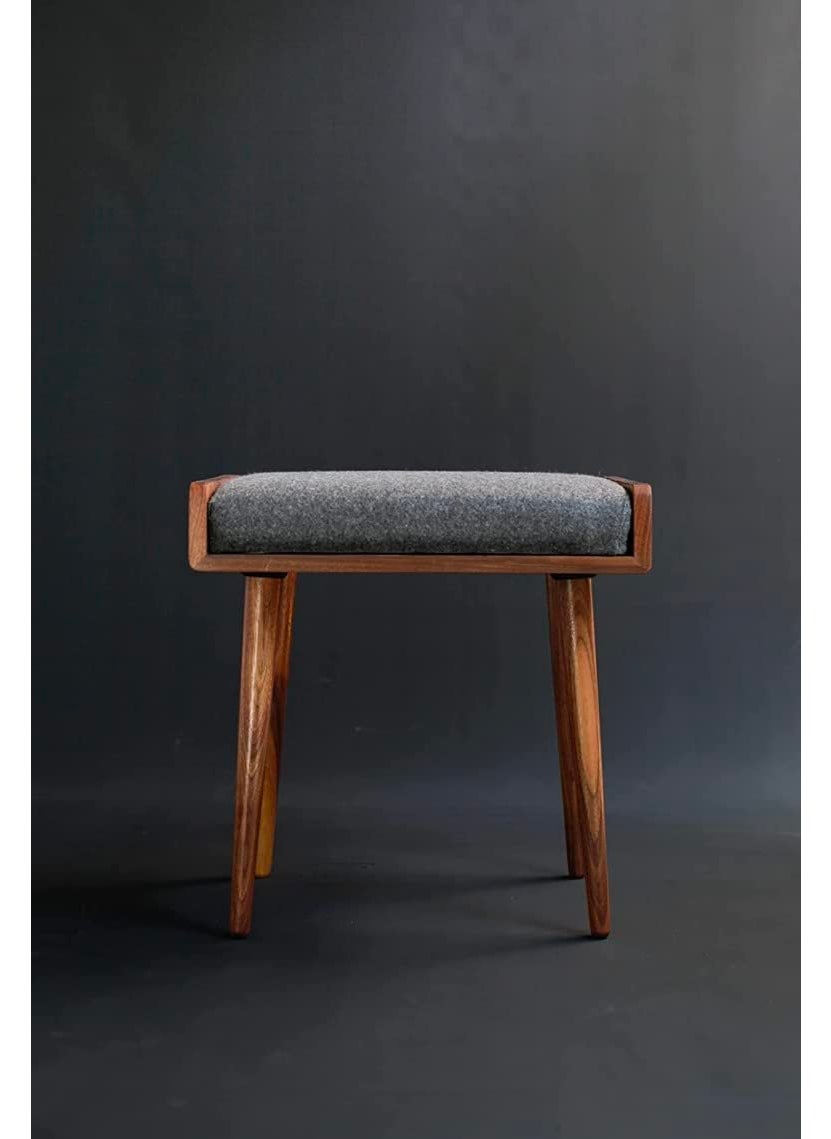 IThree IThree Solid sheesham Wood Furniture StoolSeatOttomanBench in Solid Sheesham Wood Stool with Cushion Sitting Chair with Handle Natural Finish  - Image 3