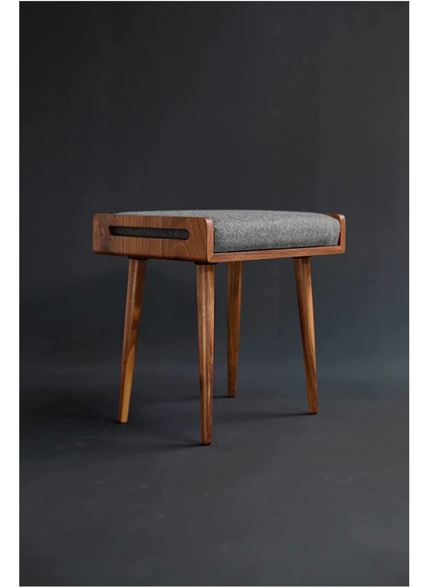 IThree IThree Solid sheesham Wood Furniture StoolSeatOttomanBench in Solid Sheesham Wood Stool with Cushion Sitting Chair with Handle Natural Finish  - Image 1