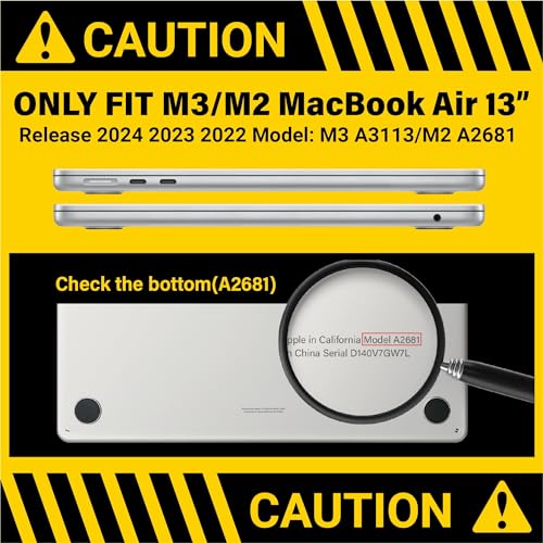 IBENZER Compatible with 2025 2024 2023 2022 MacBook Air 13 inch Case M4 A3240 M3 A3113 M2 A2681, Hardshell Case & KeyboardCover & ScreenFilm & Type-C for Mac Air 13.6, Clear, AT13-KK-CL+2TC - Image 2