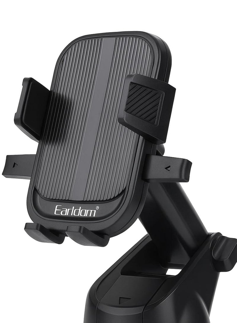 Earldom EH264 Mobile Phone Holder: Strong Fixation and 360° Rotation for Safer Driving This car mount features a telescopic arm and a strong suction base, allowing for one-handed phone mounting with full rotation and easy angle control. It is made with high quality materials for guaranteed stability on all roads. - Image 1
