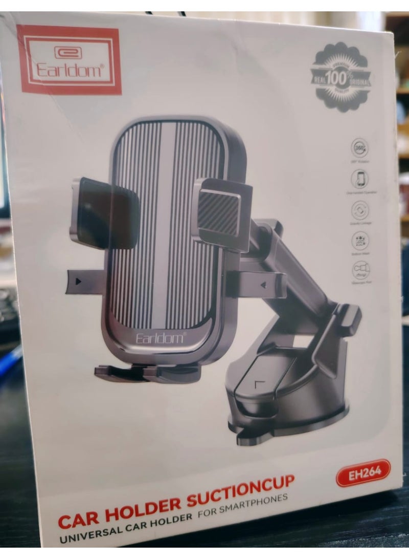 Earldom EH264 Mobile Phone Holder: Strong Fixation and 360° Rotation for Safer Driving This car mount features a telescopic arm and a strong suction base, allowing for one-handed phone mounting with full rotation and easy angle control. It is made with high quality materials for guaranteed stability on all roads. - Image 4