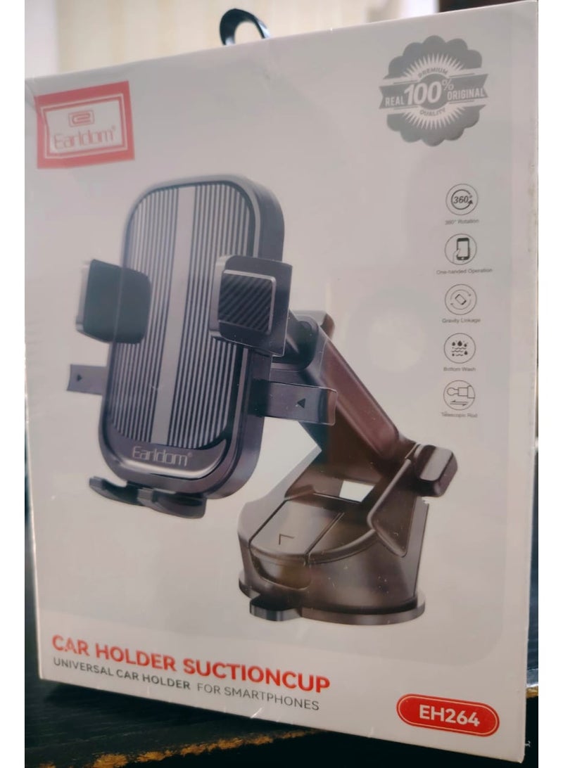 Earldom EH264 Mobile Phone Holder: Strong Fixation and 360° Rotation for Safer Driving This car mount features a telescopic arm and a strong suction base, allowing for one-handed phone mounting with full rotation and easy angle control. It is made with high quality materials for guaranteed stability on all roads. - Image 5