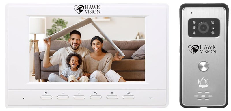 Hawk Vision Video Door Phone kit HVVDP703 A 7inch Video Door Phone Night Vision Doorbell with Intercom and Camera - Image 1