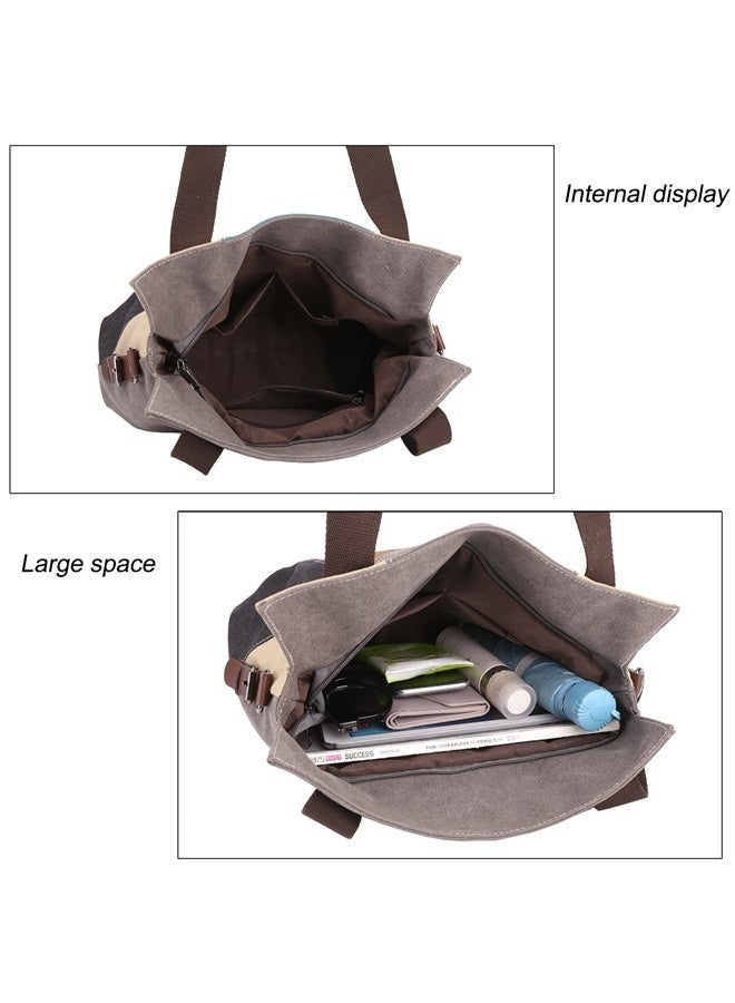 Women's Canvas Handbags Tote Purse for Work,Casual Multi Pocket Crossbody Tote Bag with Shoulder Strap  - Image 4