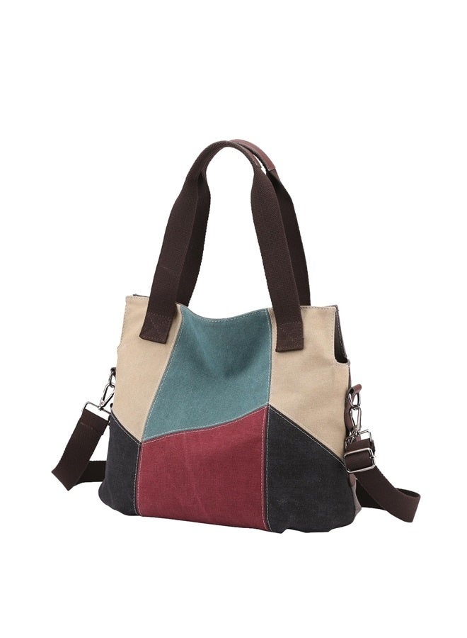 Women's Canvas Handbags Tote Purse for Work,Casual Multi Pocket Crossbody Tote Bag with Shoulder Strap  - Image 1