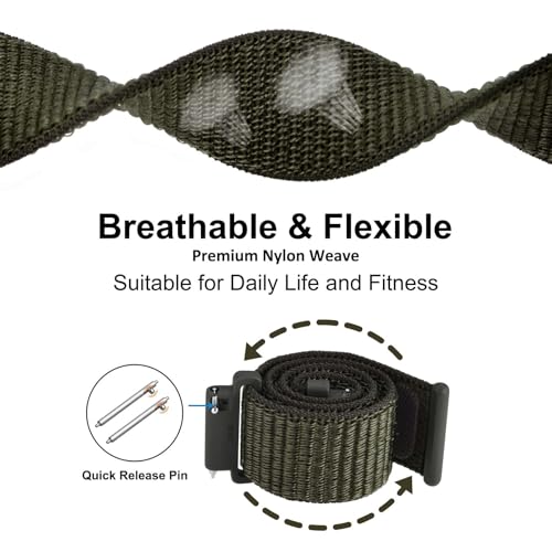 WOCCI 20mm Adjustable Nylon Watch Band, Quick Release Sport Loop Strap (Army Green) - Image 3