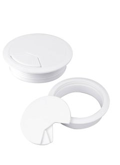 KNP KNP Plastic Grommet Computer Cable Tidy Desk Table PC Outlet Wire Cover Pack Of 3 (80MM) (60MM) White  - Image 1
