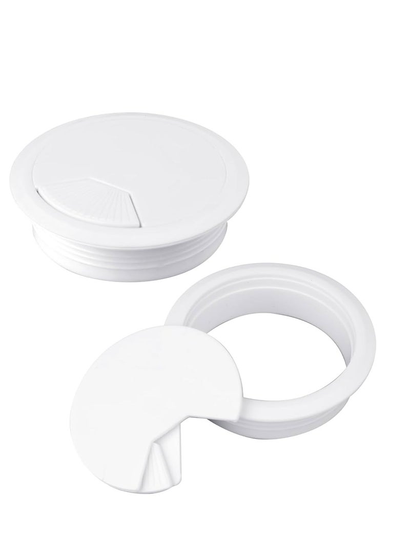 KNP KNP Plastic Grommet Computer Cable Tidy Desk Table PC Outlet Wire Cover Pack Of 3 (80MM) (60MM) White - Image 1