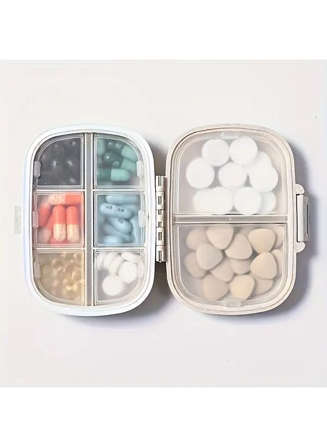 8 Compartment Sealed Plastic Pill Organizer White Moisture Proof Portable Travel Medicine Storage Box With Transparent Lids Durable Daily Medication Management Compact Design For Home On The Go Use Pill Box For Purse - Image 1