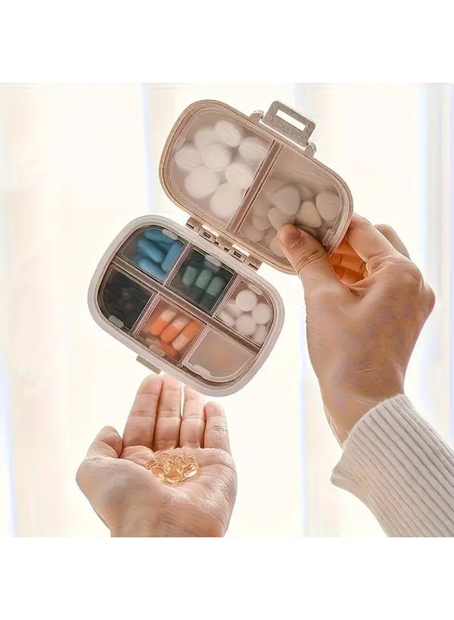 8 Compartment Sealed Plastic Pill Organizer White Moisture Proof Portable Travel Medicine Storage Box With Transparent Lids Durable Daily Medication Management Compact Design For Home On The Go Use Pill Box For Purse - Image 4