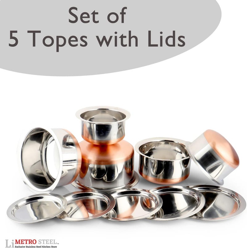 BPE Steel Copper Base Stainless Steel 5 pcs Tope Set with Lid 1 LTR25 LTR - Image 2