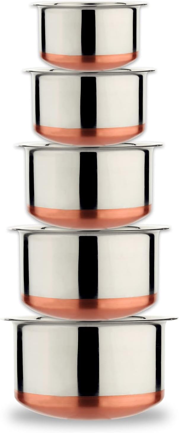 BPE Steel Copper Base Stainless Steel 5 pcs Tope Set with Lid 1 LTR25 LTR - Image 1