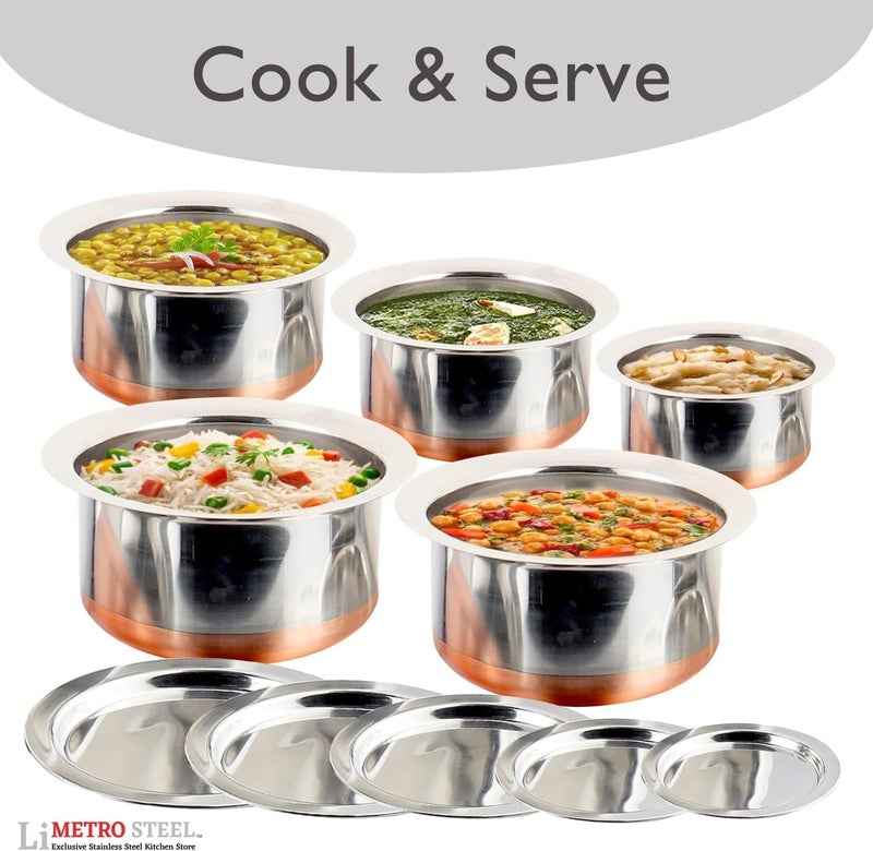 BPE Steel Copper Base Stainless Steel 5 pcs Tope Set with Lid 1 LTR25 LTR - Image 4