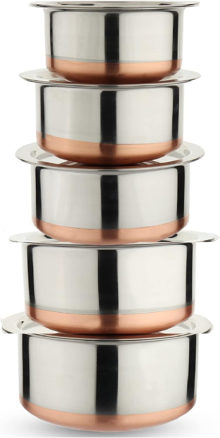 BPE Steel Copper Base Stainless Steel 5 pcs Tope Set with Lid 1 LTR25 LTR - Image 5