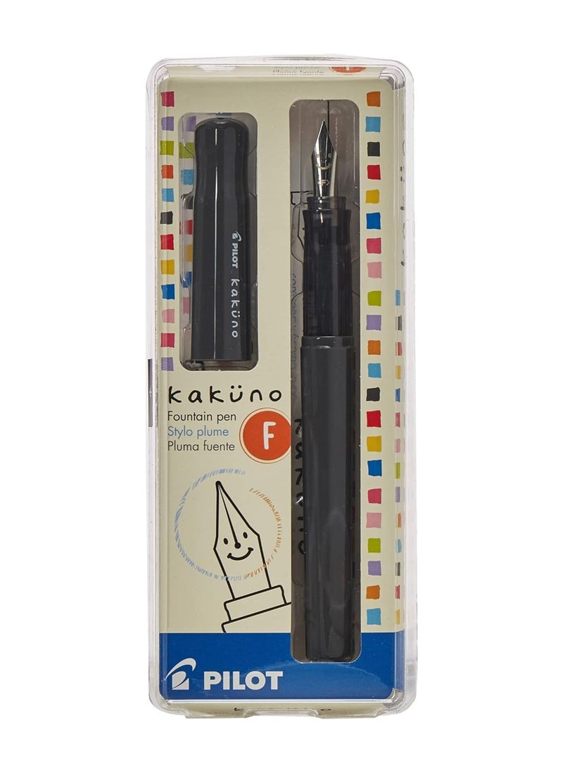 PILOT Kakuno Fountain Pen Grey Body With One Ink Cartridge Fine Tip  - Image 1