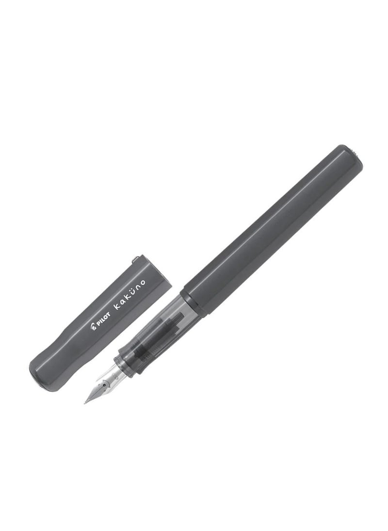 PILOT Kakuno Fountain Pen Grey Body With One Ink Cartridge Fine Tip  - Image 2