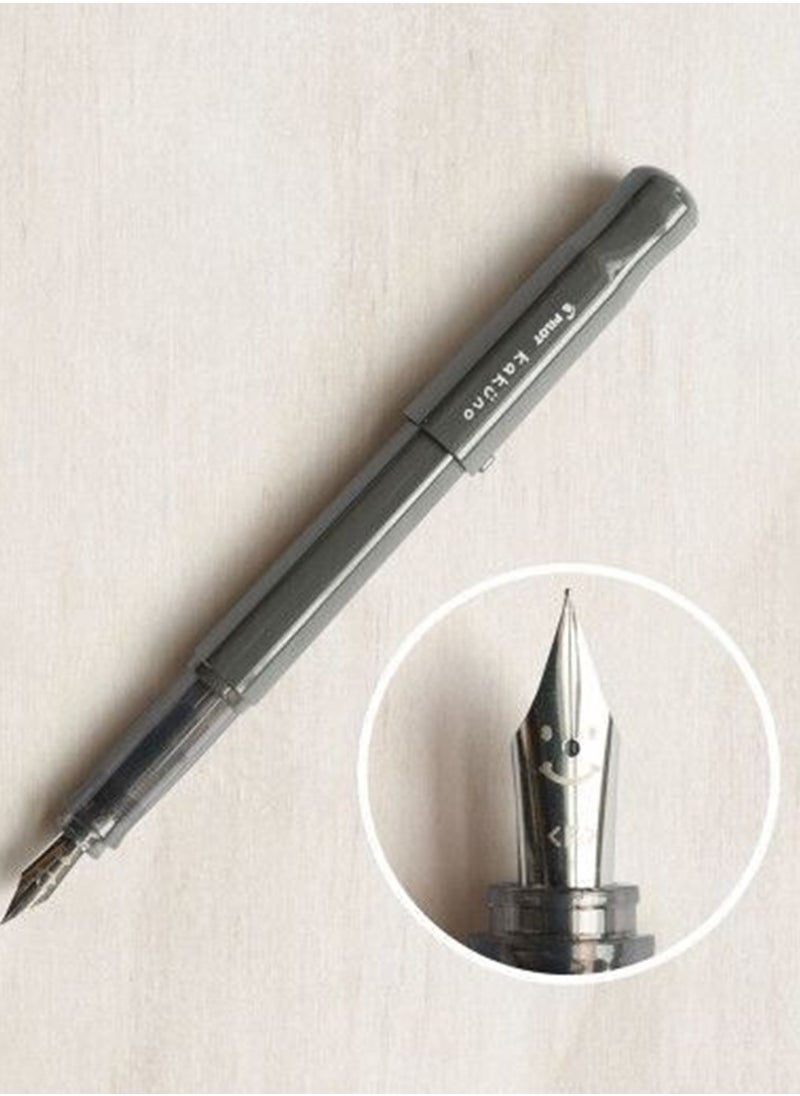 PILOT Kakuno Fountain Pen Grey Body With One Ink Cartridge Fine Tip  - Image 5