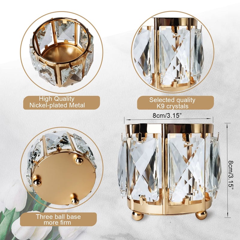 Kolnlala 6pcs Tabletop Tealight Crystal Candle holders3.5''x3.5'' Class Votive Holder Home Decoration,Table centerpieces/Wedding Decor,Gorgeous Gift,Tabletop/Centerpiece Votive Holder (French Gold) - Image 3