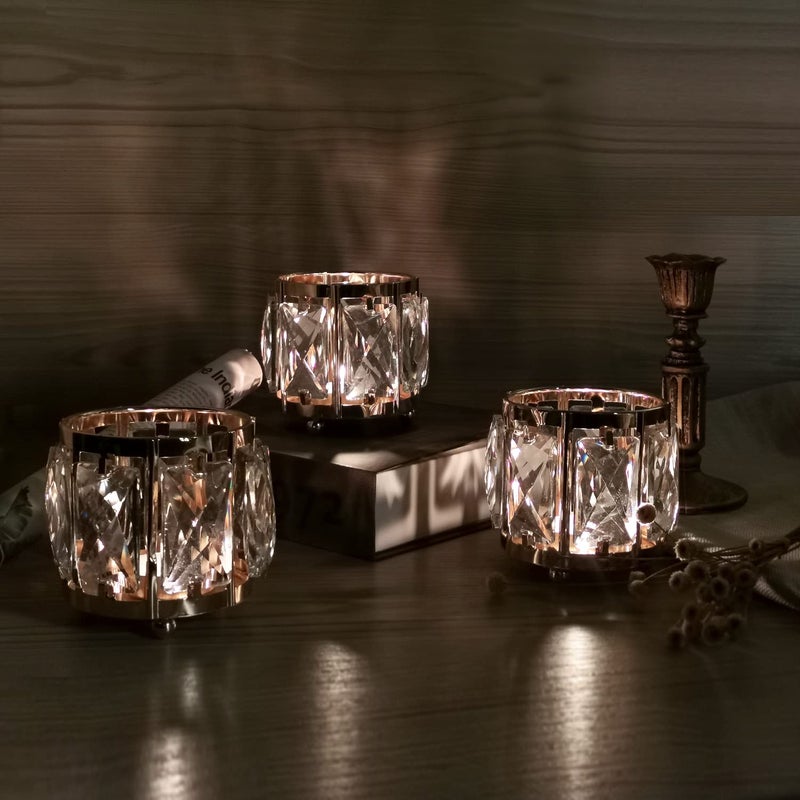 Kolnlala 6pcs Tabletop Tealight Crystal Candle holders3.5''x3.5'' Class Votive Holder Home Decoration,Table centerpieces/Wedding Decor,Gorgeous Gift,Tabletop/Centerpiece Votive Holder (French Gold) - Image 2