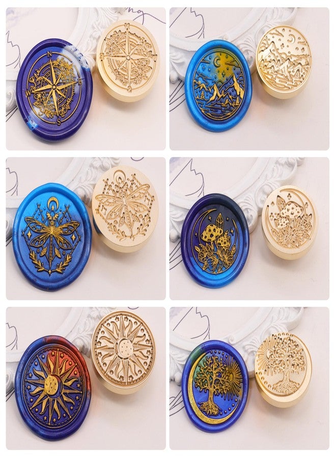 SWANGSA Galaxy Universe Wax Seal Stamp Set, Vintage 6 Pcs Sealing Wax Stamp Heads and 1 Wooden Handle for Christmas,Wedding Party Invitations, Letters, Envelopes - Image 2