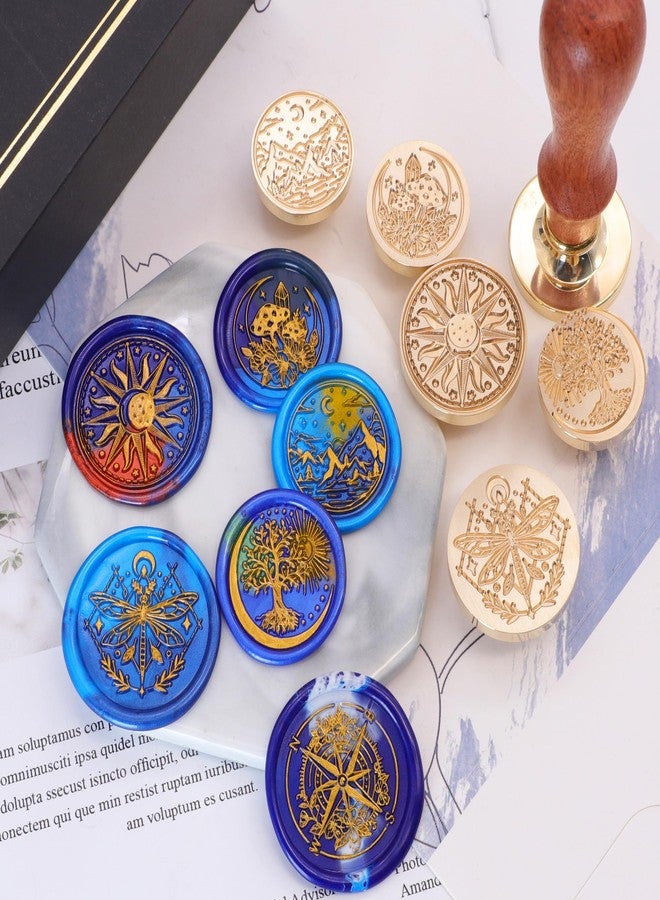 SWANGSA Galaxy Universe Wax Seal Stamp Set, Vintage 6 Pcs Sealing Wax Stamp Heads and 1 Wooden Handle for Christmas,Wedding Party Invitations, Letters, Envelopes - Image 5