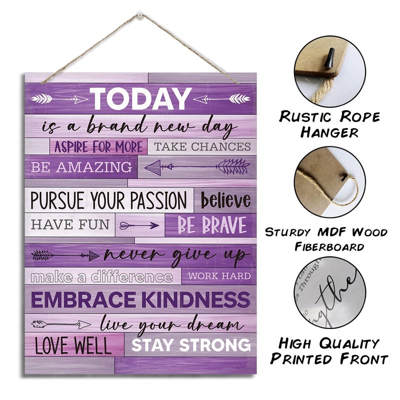 ZPPRJF Purple Wall Decor, Motivational Wall Art, 20x26cm, Wood, Rustic Style, Perfect for Home, Office & More - Image 2