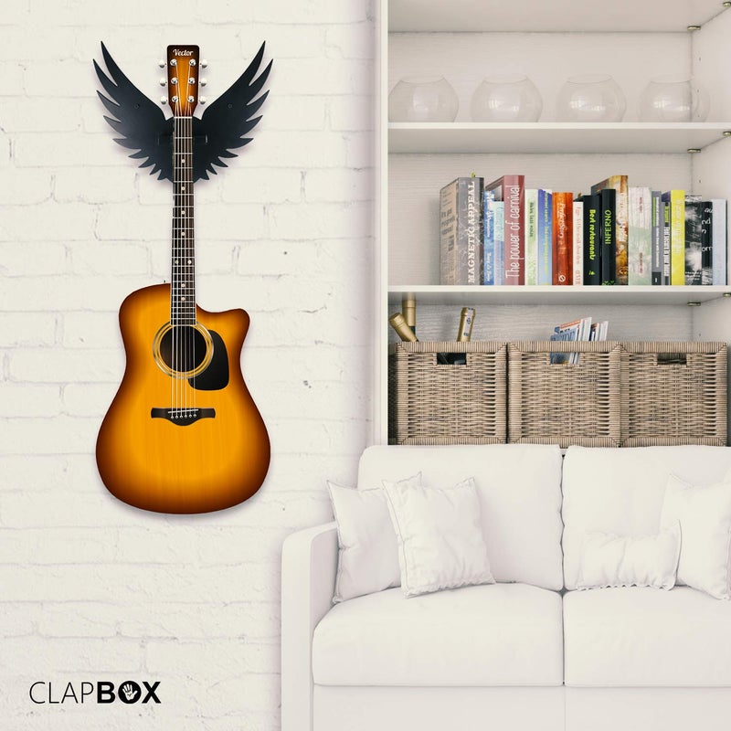 Clapbox Guitar Wall Hanger/Stand - Eagle Wings Design, suitable For Acoustic, Electric Guitars and Ukulele, black (CB-001) - Image 3