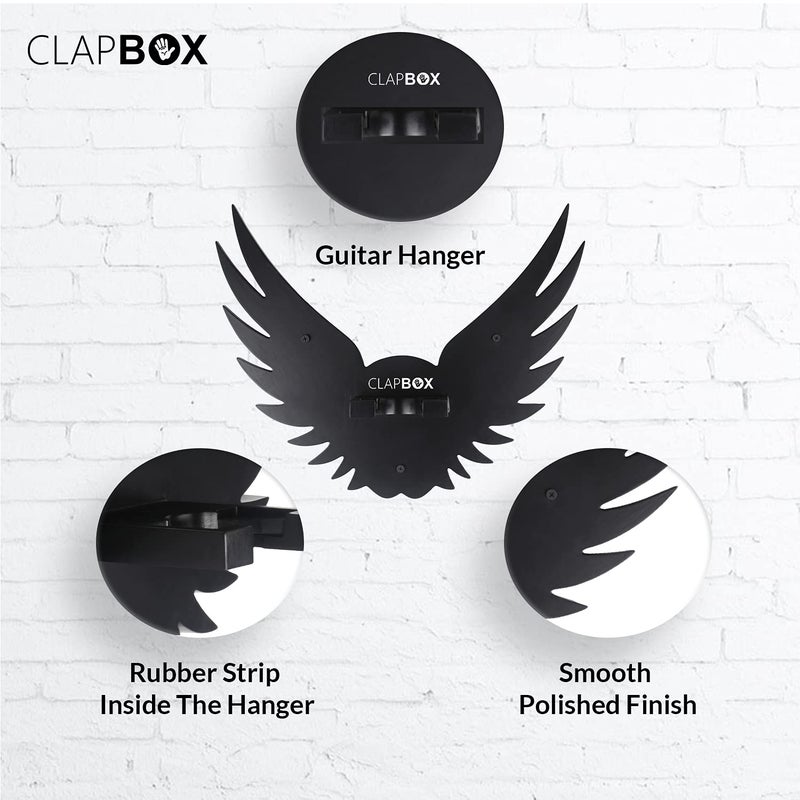 Clapbox Guitar Wall Hanger/Stand - Eagle Wings Design, suitable For Acoustic, Electric Guitars and Ukulele, black (CB-001) - Image 4