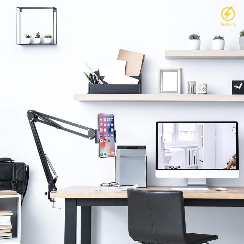 Shahn Tablet & Phone Holder, 360° Adjustable Extending iPad Holder Stand for Bed Long Arm Phone Mount for Desk Compatible with for Tablet/iPad/iPhone/Smartphone (4.7"-11" Devices) - Image 5