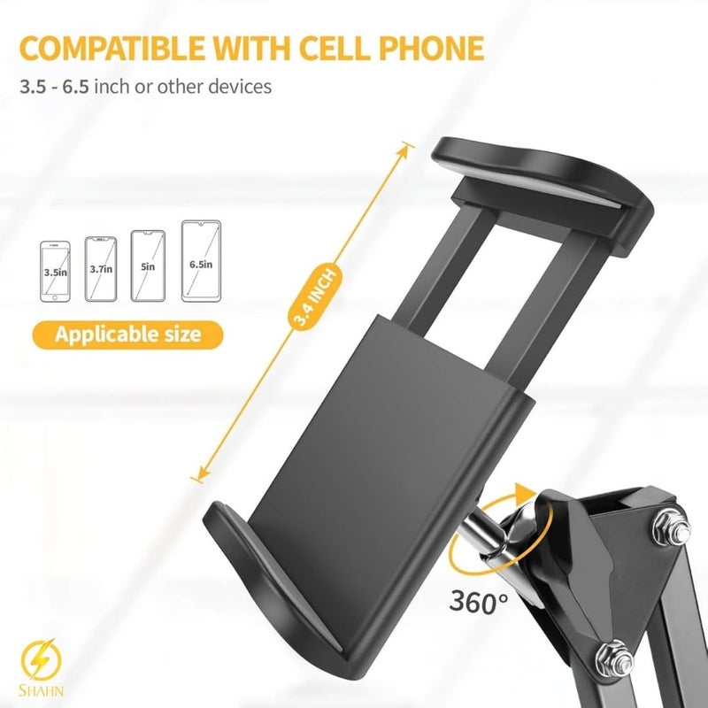 Shahn Tablet & Phone Holder, 360° Adjustable Extending iPad Holder Stand for Bed Long Arm Phone Mount for Desk Compatible with for Tablet/iPad/iPhone/Smartphone (4.7"-11" Devices) - Image 3