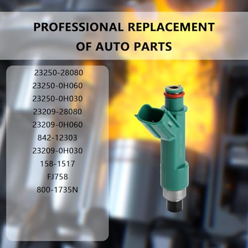 NECATUO Set of 4 Fuel Injectors Compatible with Toyota Corolla Camry Rav4 Solara Scion tC 24L Replaces 2325028080 FJ758 8001735N - Image 3