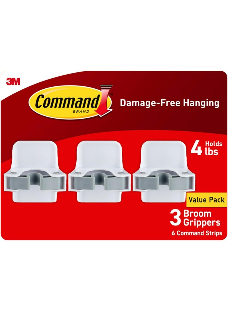 Command Command Broom and Mop Grippers, 3 Hangers and 6 Command Strips, Damage-Free Hanging Wall Mount Broom and Mop Holder, Household Cleaning Organizer for Organization and Storage, Holds up to 4 lb 3 Broom Grippers - Image 4