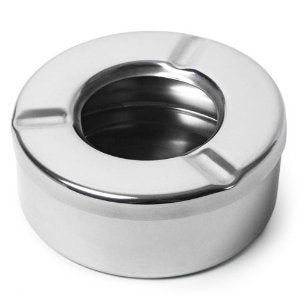 Dynore Stainless Steel Black/Silver Round Lid Ash Tray- Set of 2 - Image 4