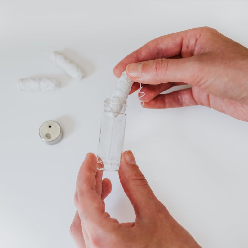 TreeBird Pure Silk Eco Floss Kit - Refillable Floss Dispenser (Glass) + 3Ã—33 yd Silk Refills | Waxed with Candelilla Wax | Mint - Image 2