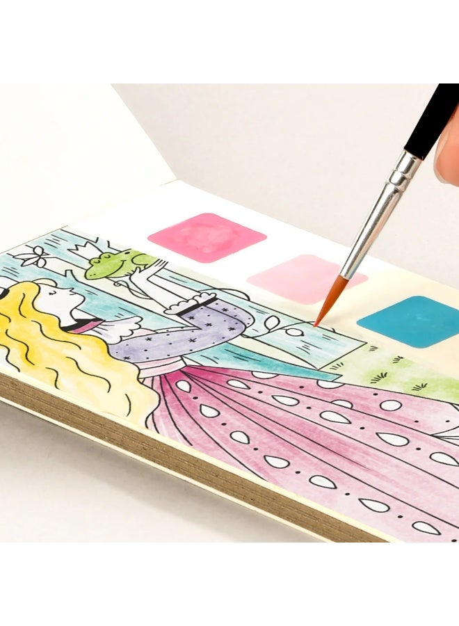 MiDeer Fairy Tale Dream Watercolor Painting Book for Kids – Portable Watercolor Art Set with 22 Pages, Built-In Paint Palette & Brush, Fairy Tale Characters Painting Activity Book, Creative Educational Travel Art Kit for Children Age 5+ - Image 4
