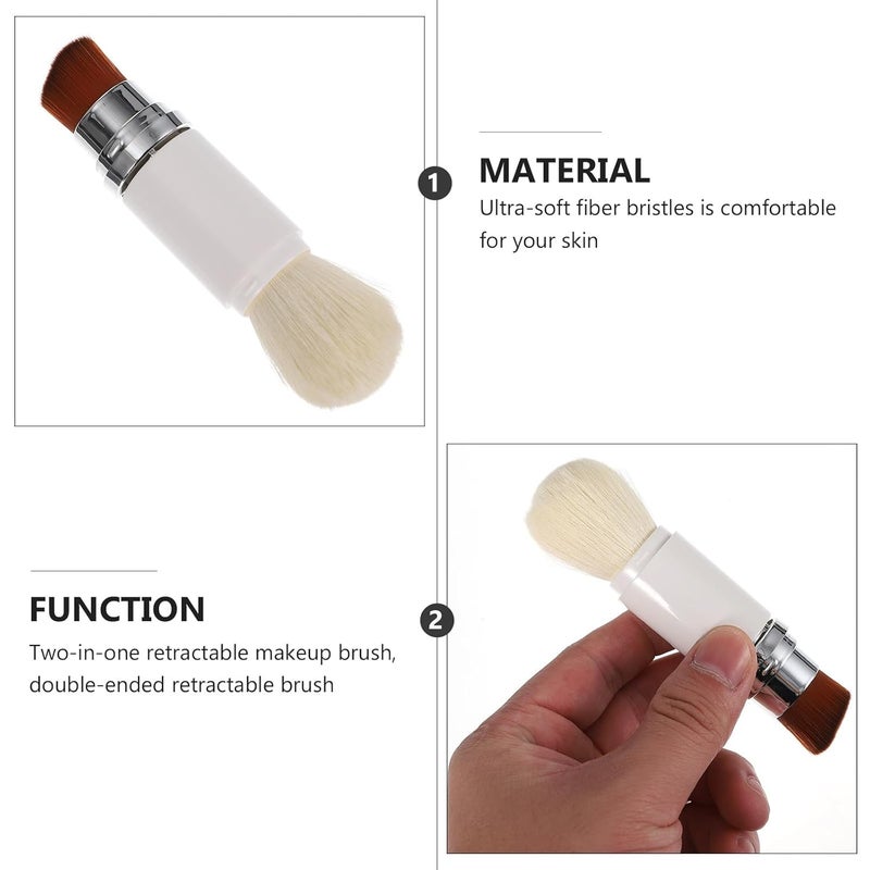 2-in-1 Telescopic Double-head Makeup Brush Portable Fluffy Powder and Foundation Brush for Precise Face Blending and Travel Use - Image 3
