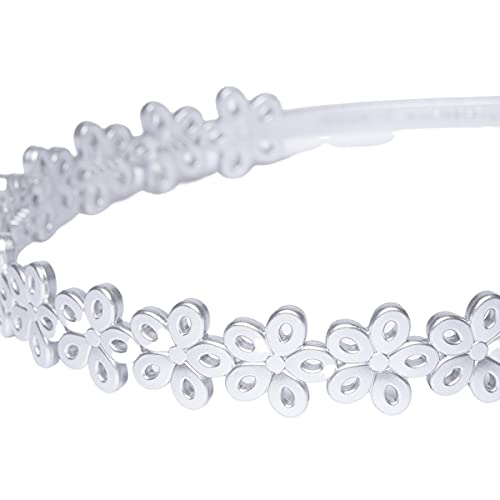 ACCESSHER Casual Wear Handcrafted Floral Design Plastic Hairband for Girls and Women - Silver - Image 4